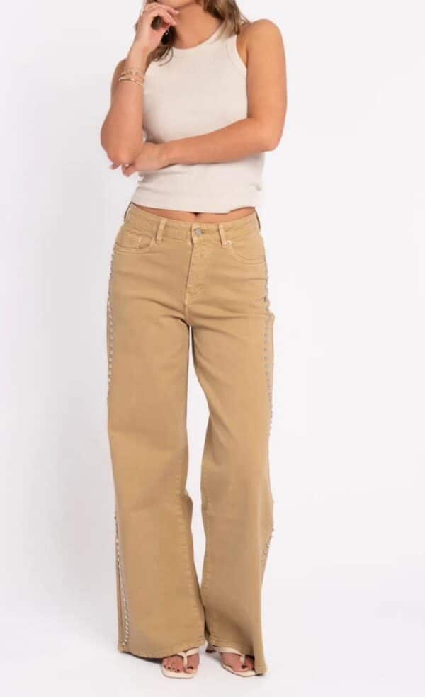 CAMEL SIDE STUD PANTS - 38