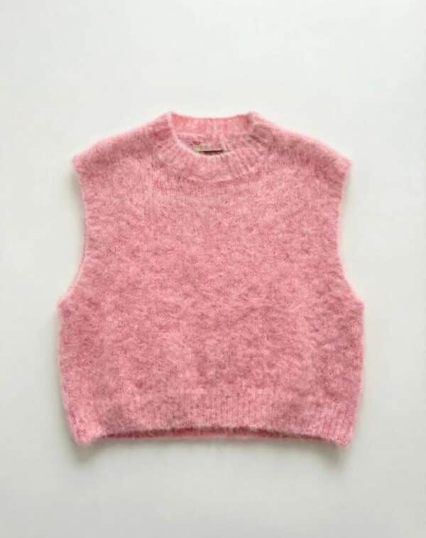 PINK MOHAIR DEBARDEUR - ONE SIZE