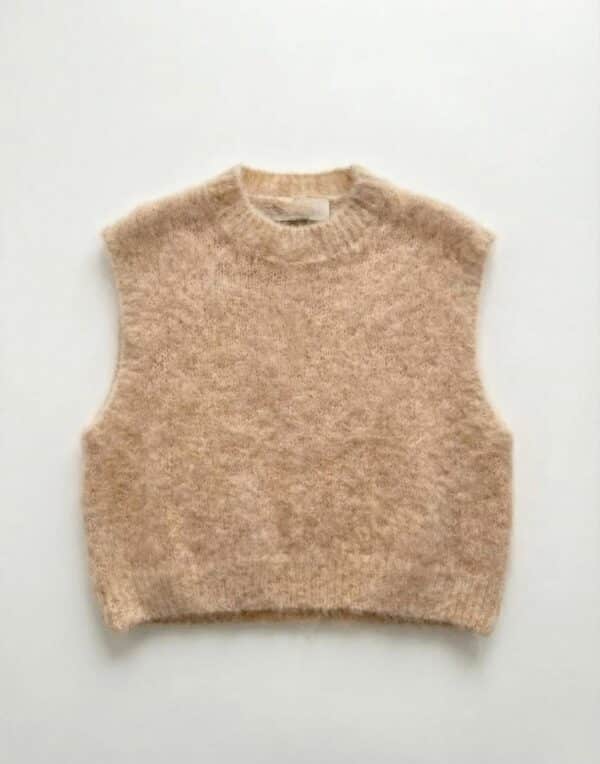 BEIGE MOHAIR DEBARDEUR - ONE SIZE
