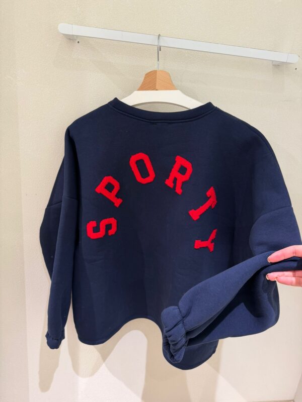 BLUE KNIT RED LETTERS SPORTY  - ONE SIZE