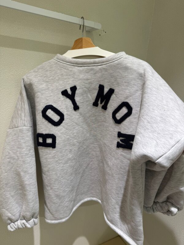 GREY KNIT BLUE LETTERS BOYMOM - ONE SIZE