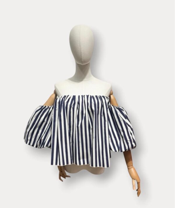 BLUE STRIPED OFFSHOULDER BLOUSE - ONE SIZE