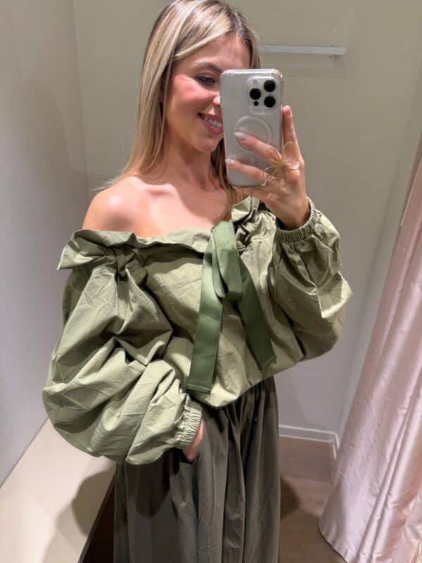 OLIVE OFF SHOULDER BLOUSE - ONE SIZE