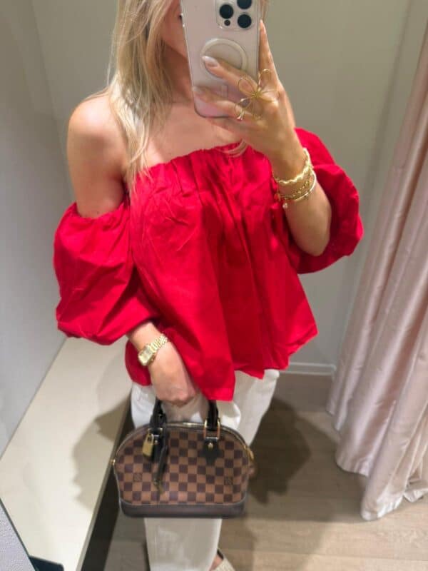 RED OFFSHOULDER BLOUSE - ONE SIZE