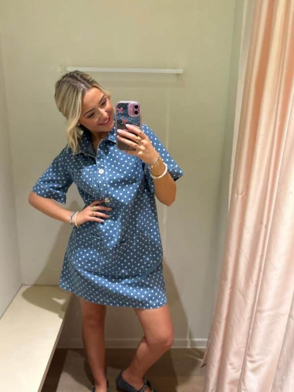 POLKADOT JEANS DRESS - LARGE