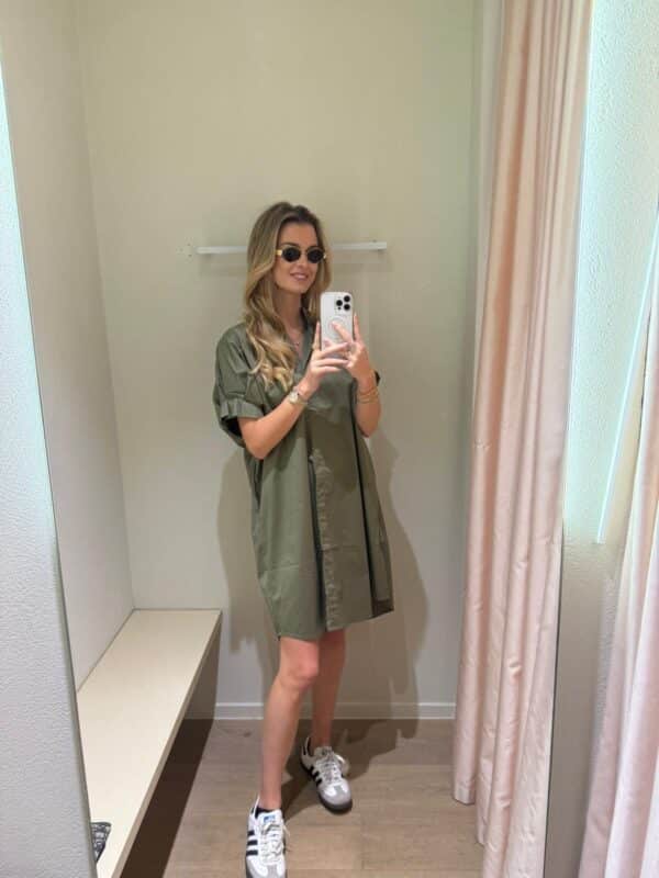 KHAKI ESTELLE COTTON DRESS - ONE SIZE