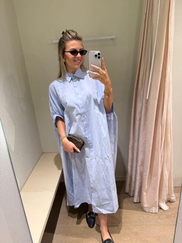 LIGHT BLUE COTTON DRESS - ONE SIZE