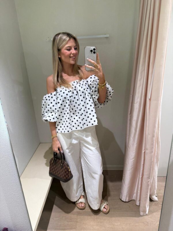 POLKADOT OFFSHOULDER BLOUSE - ONE SIZE