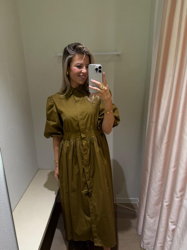 DARK OLIVE COTTON DRESS - ONE SIZE