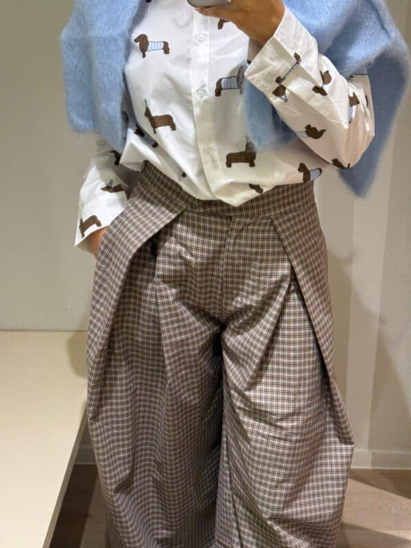 BEIGE HERITAGE CHECK PANTS - MEDIUM