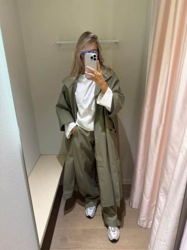 OLIVE WIDE PANTS - 40