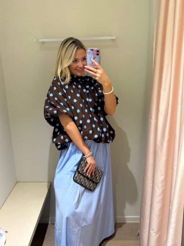 BROWN POLKADOT BLOUSE - ONE SIZE