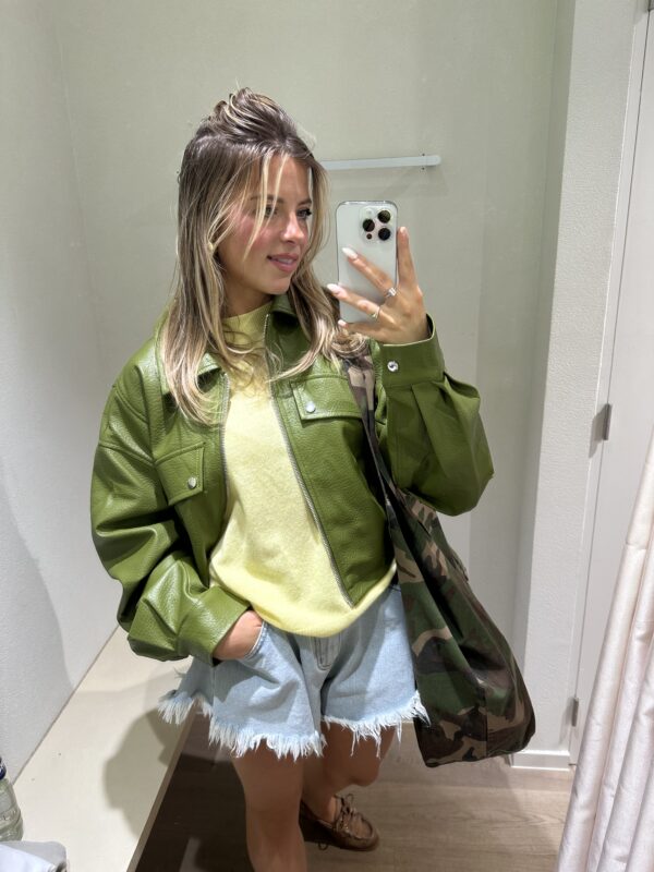 Jacket faux leather - olive green - M/L