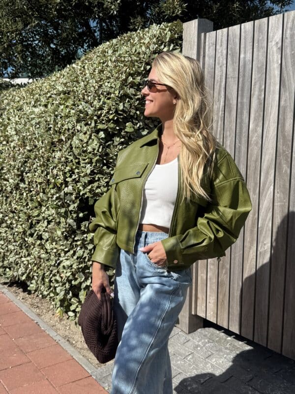 JACKET FAUX LEATHER OLIVE -  S/M (RESTOCK SEPTEMBER)