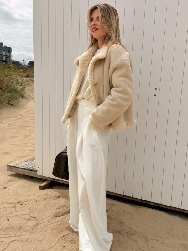 Jacket teddy & suède reversible – beige - M/L