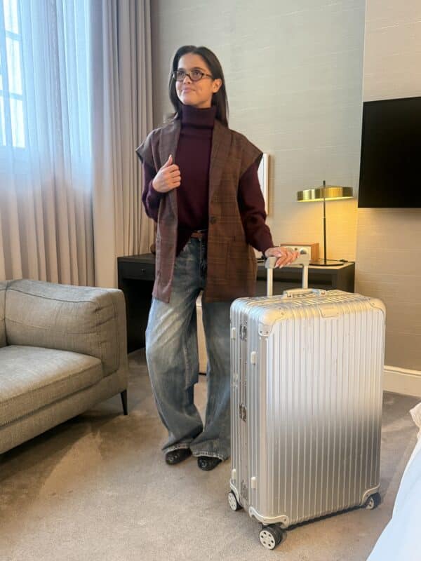 FLORENCE SLEEVELESS BLAZER - BROWN/ BORDEAUX - ONE SIZE