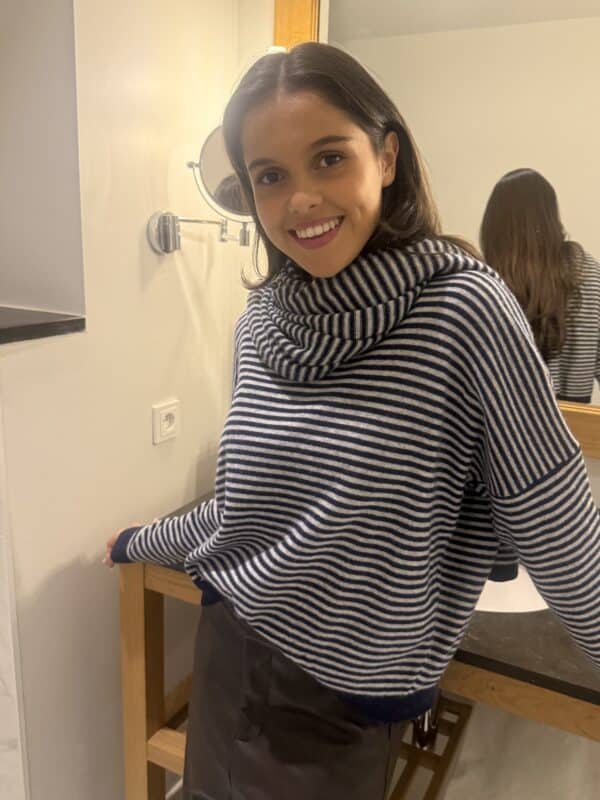 ANNIE STRIPED KNIT WITH SCARF - NAVY - ONE SIZE