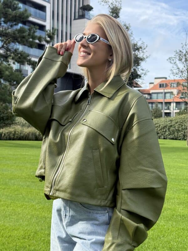 ADELE JACKET FAUX LEATHER OLIVE -  M/L