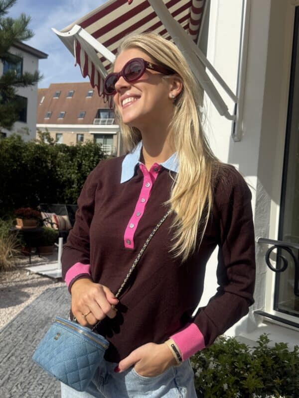 SOPHIA KNIT CHOCOLADE-ROZE-BLUE ONE SIZE PREORDER