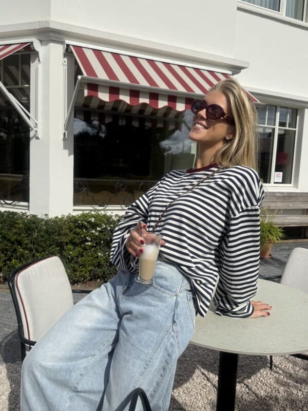 KIKI STRIPE LONG NAVY BORDEAUX SLEEVE ONE SIZE