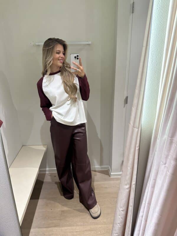 FAUX LEATHER PANTS BORDEAUX LARGE