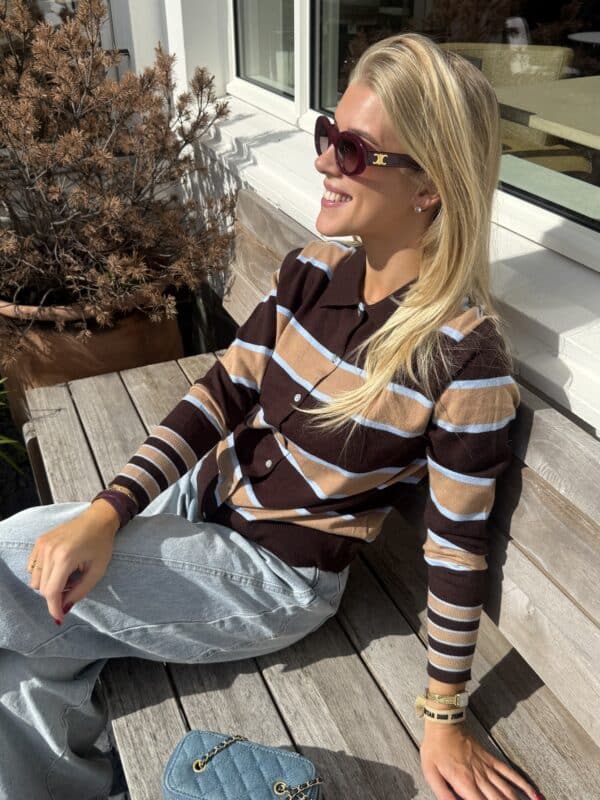 MAE KNIT  - STRIPE BROWN-CAMEL-BLUE - ONE SIZE