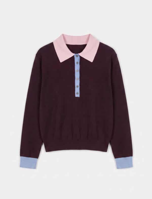 SOPHIA KNIT BORDEAUX ROZE LIGHT BLUE ONE SIZE PREORDER