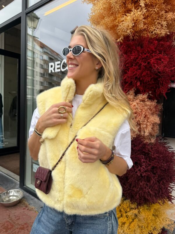 JUNE FAUX-FUR BODYWARMER - YELLOW - ONE SIZE