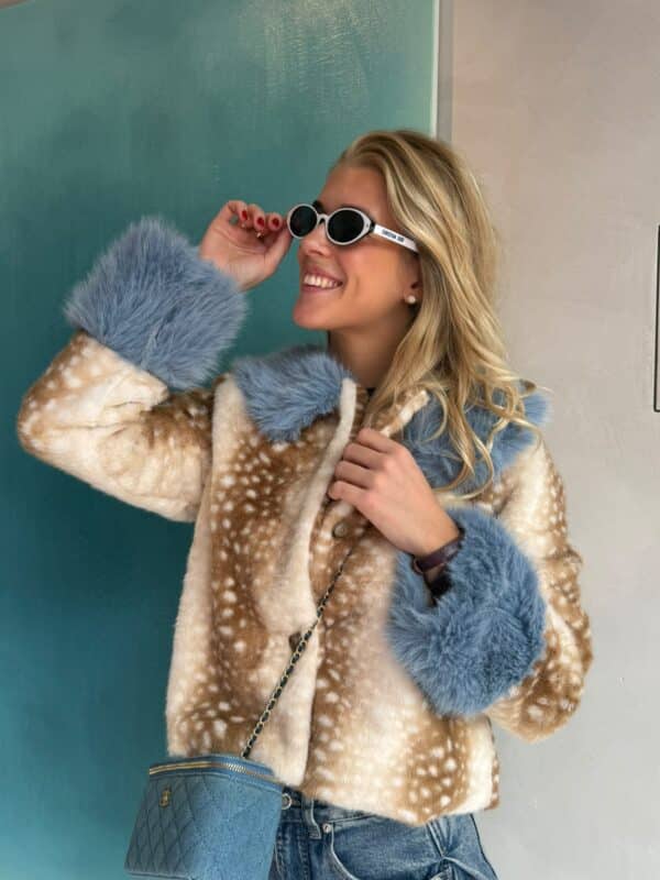 ELSIE BAMBI COAT - BROWN/BLUE - MEDIUM/LARGE PREORDER 30 SEPTEMBER