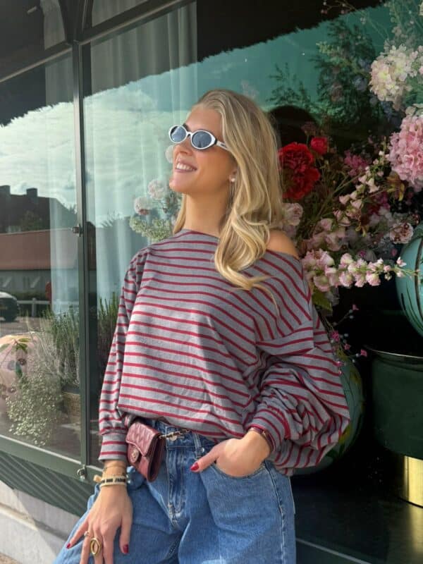 LILY LONGSLEEVE STRIPES - RED/GREY - ONE SIZE