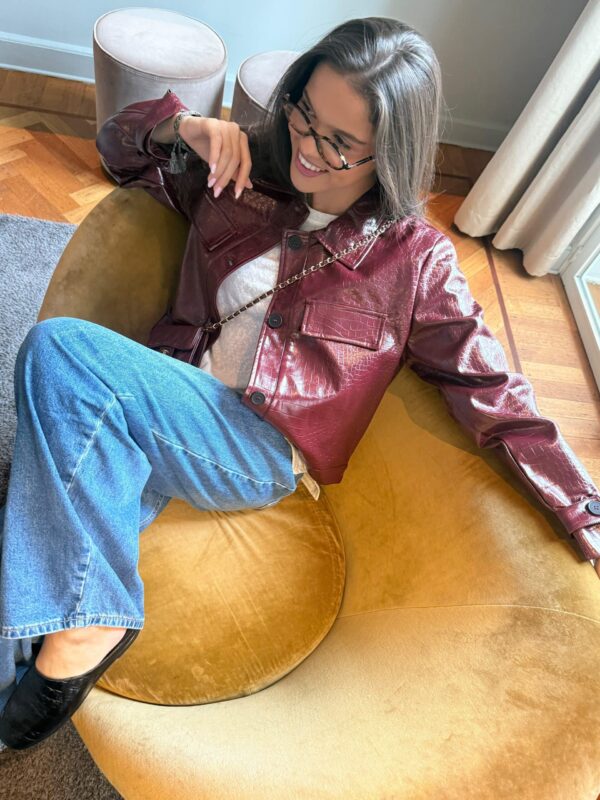 MARIE CROCO JACKET - BURGUNDY - LARGE
