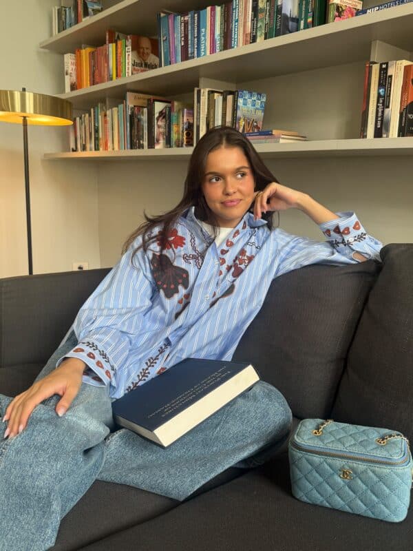 MADELEINE STRIPE BLOUSE - BLUE - ONE SIZE