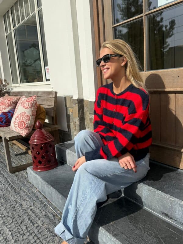 LUCIE STRIPE KNIT - RED - ONE SIZE