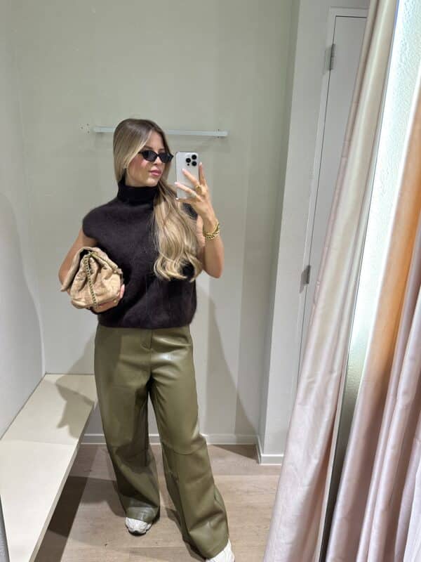 FIEN PANTS - KHAKI LEATHER - LARGE