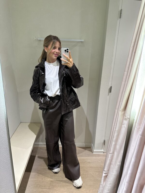FAUX LEATHER PANTS - BROWN - LARGE