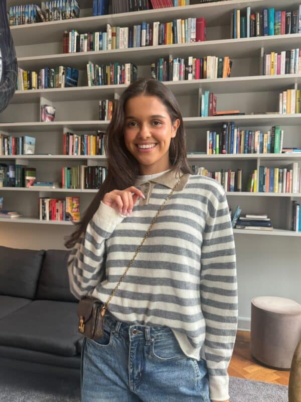 LOUISA STRIPE KNIT - GREY - ONE SIZE