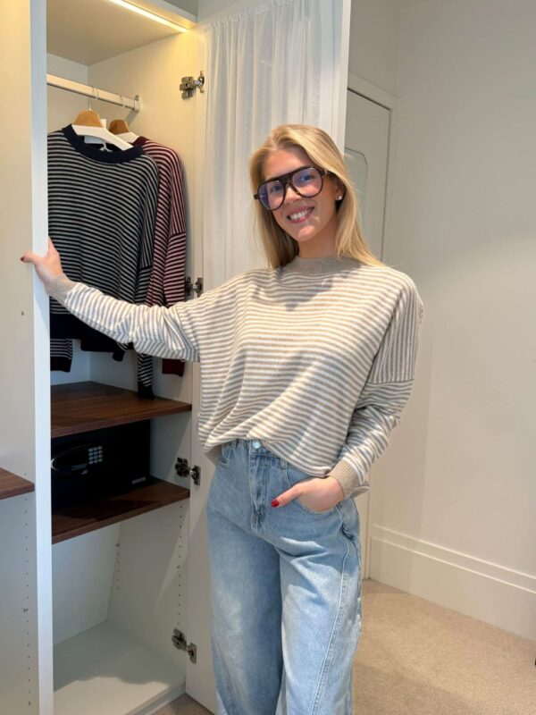 PAULINE STRIPE KNIT - BEIGE - ONE SIZE