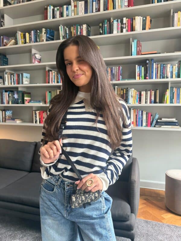 LOUISA STRIPE KNIT - NAVY BLUE - ONE SIZE